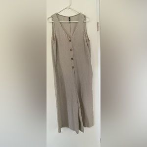 Zara cotton seersucker wide leg  jumpsuit/romper Size M